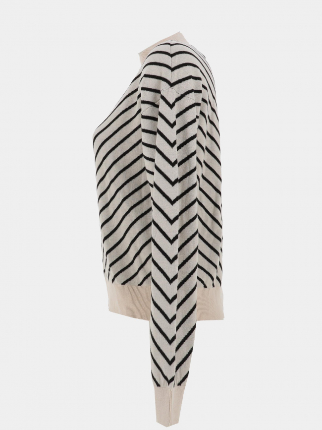 Pull fin rayé capricorn beige noir femme - Vero Moda