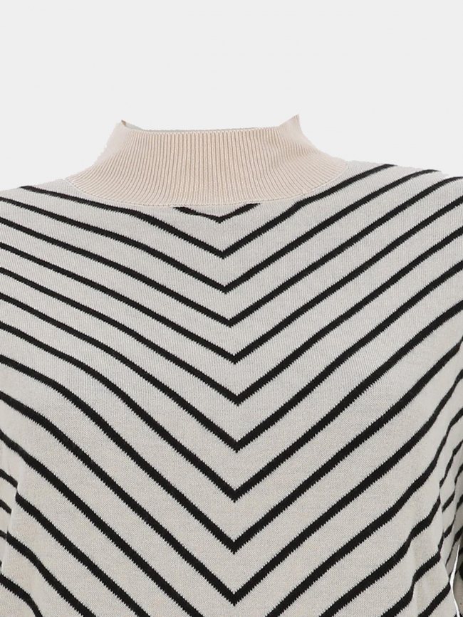 Pull fin rayé capricorn beige noir femme - Vero Moda