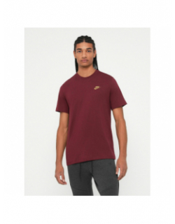 T-shirt nsw club à logo brodé doré bordeaux homme - Nike