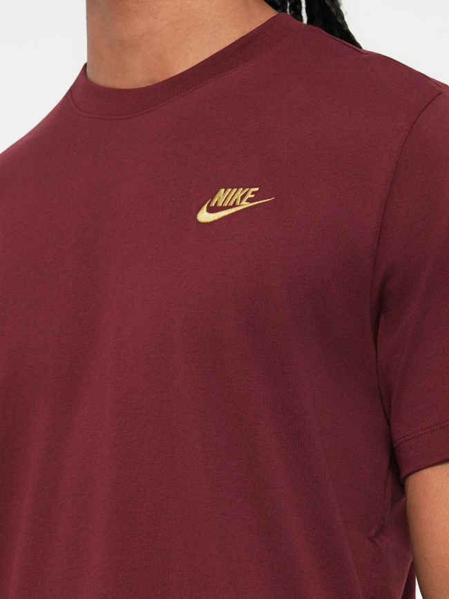 T-shirt nsw club à logo brodé doré bordeaux homme - Nike