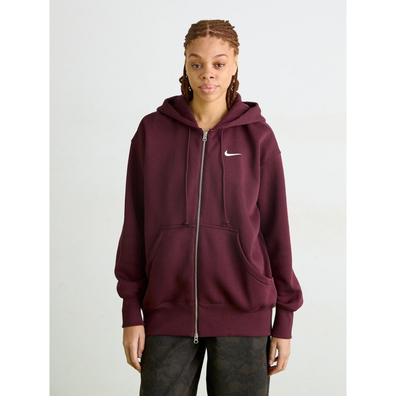 Sweat zippé à capuche nsw phoenix bordeaux femme - Nike