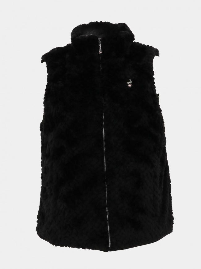 Veste sans manches à fausse fourrure réversible leopard carol noir femme - Aulp