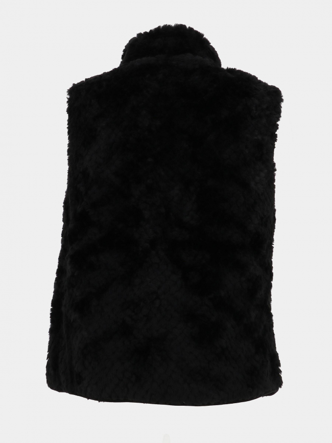 Veste sans manches à fausse fourrure réversible leopard carol noir femme - Aulp