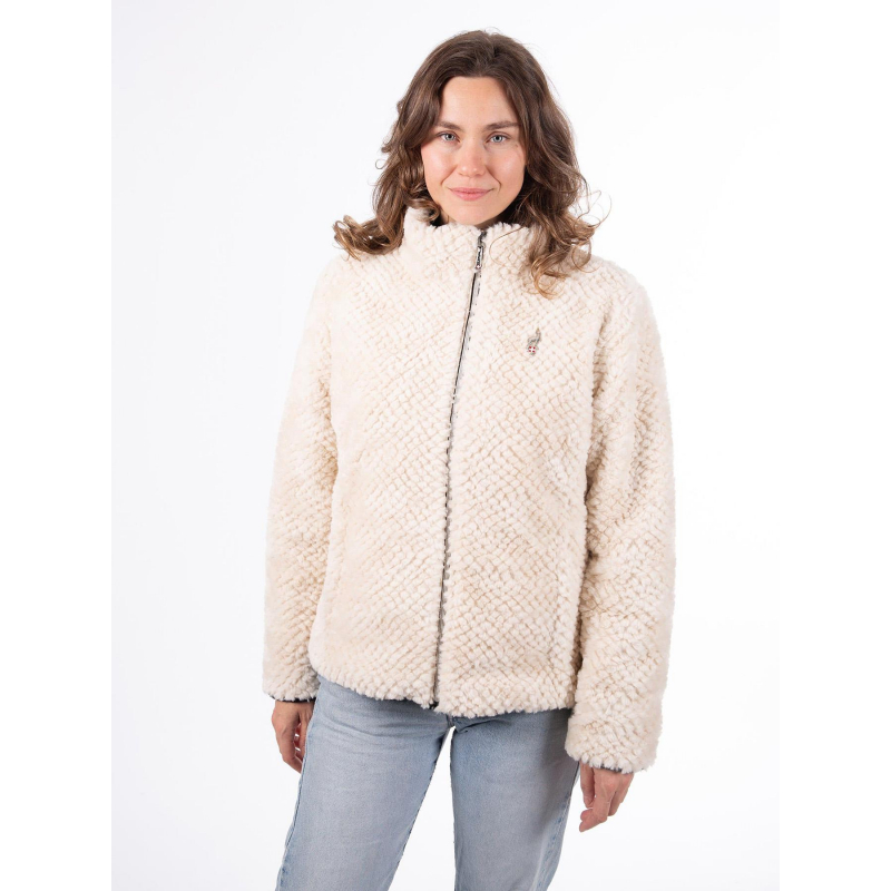 Veste réversible fausse fourrure carpy beige et noir femme - Aulp
