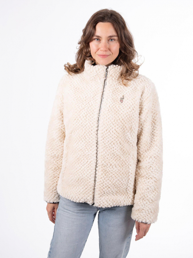 Veste réversible fausse fourrure carpy beige et noir femme - Aulp