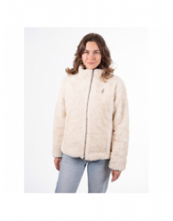 Veste réversible fausse fourrure carpy beige et noir femme - Aulp