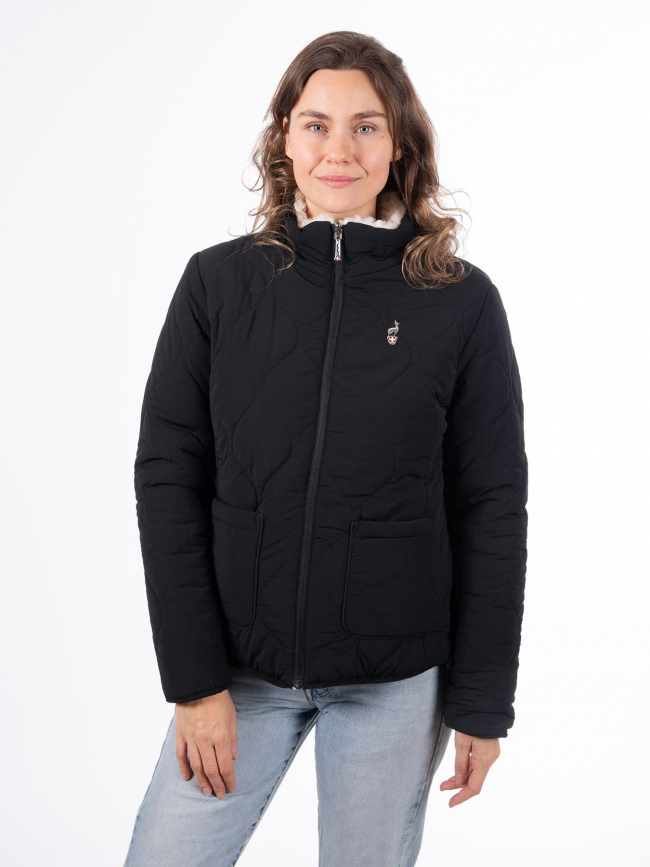 Veste réversible fausse fourrure carpy beige et noir femme - Aulp