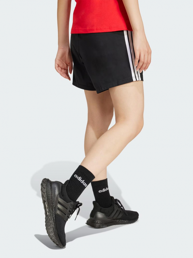 Short de sport 3 bandes noir et blanc femme - Adidas
