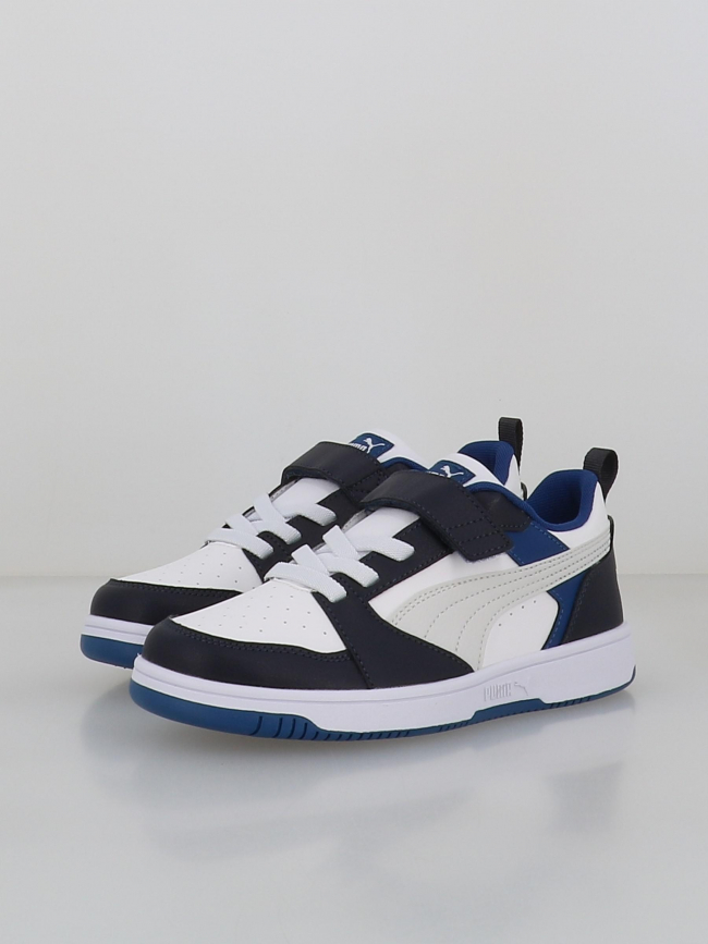 Baskets rebound v6 lo blanc et bleu enfant - Puma