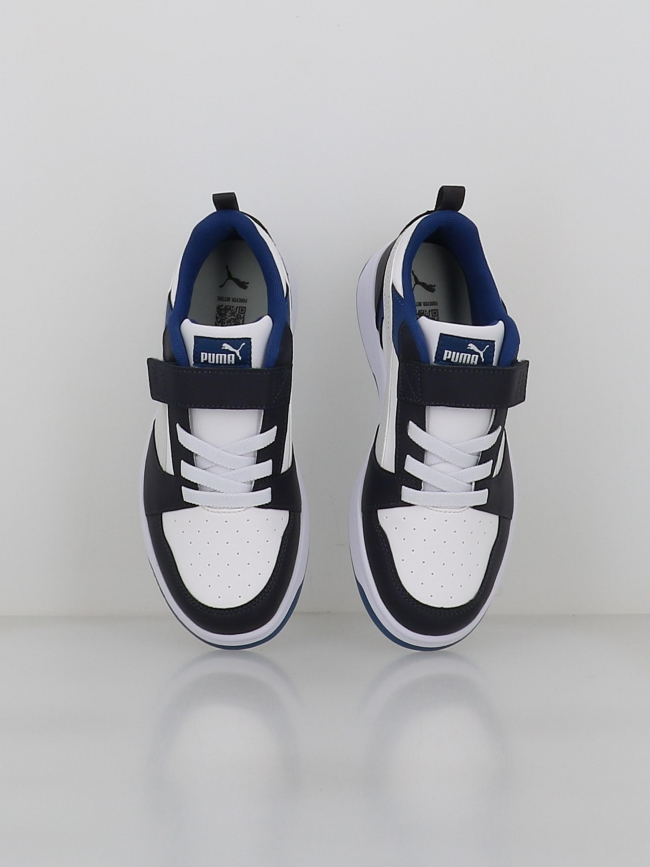 Baskets rebound v6 lo blanc et bleu enfant - Puma
