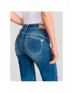 Jean flare taille haute à effet pulp barc bleu femme - Le Temps Des Cerises