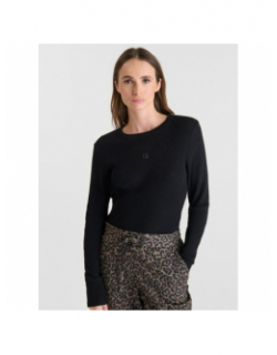 Pull côtelé stefy noir femme - Le Temps Des Cerises