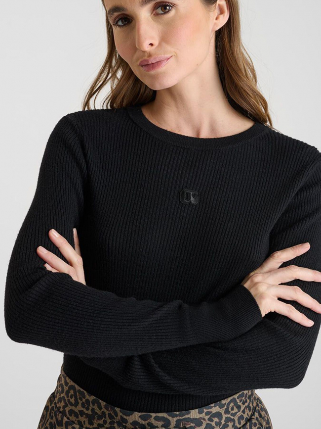 Pull côtelé stefy noir femme - Le Temps Des Cerises