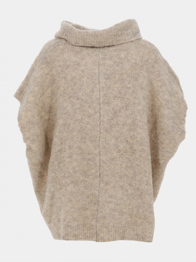 Pull col roulé en laine liroy beige femme - Le Temps Des Cerises