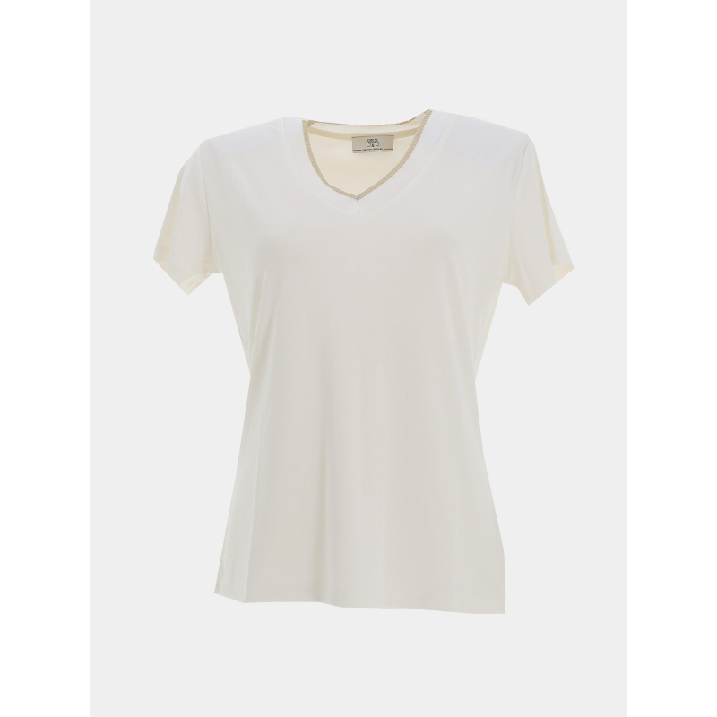 T-shirt à col brillant fuka ecru femme - Le Temps Des Cerises