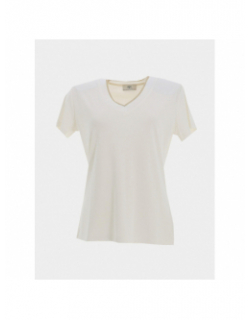 T-shirt à col brillant fuka ecru femme - Le Temps Des Cerises
