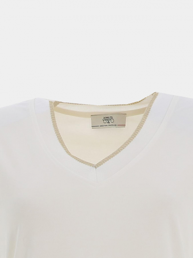 T-shirt à col brillant fuka ecru femme - Le Temps Des Cerises