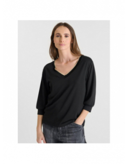 T-shirt à col en v ticka noir femme - Le Temps Des Cerises