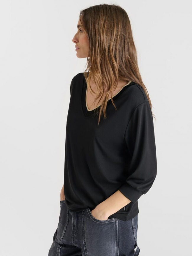 T-shirt à col en v ticka noir femme - Le Temps Des Cerises