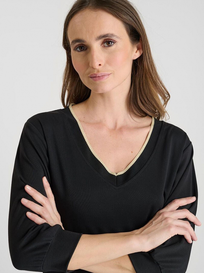 T-shirt à col en v ticka noir femme - Le Temps Des Cerises