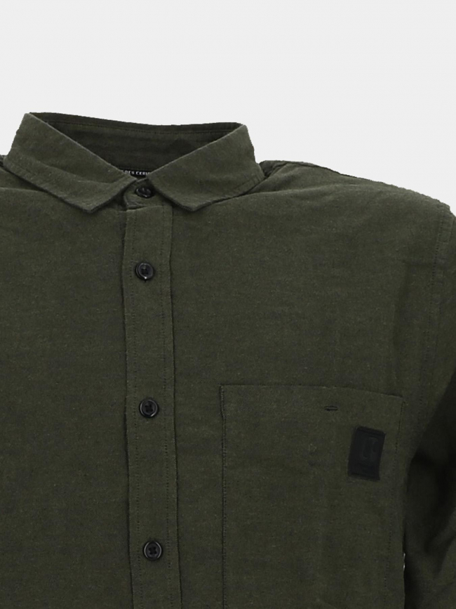 Chemise en coton debin kaki homme - Le Temps Des Cerises