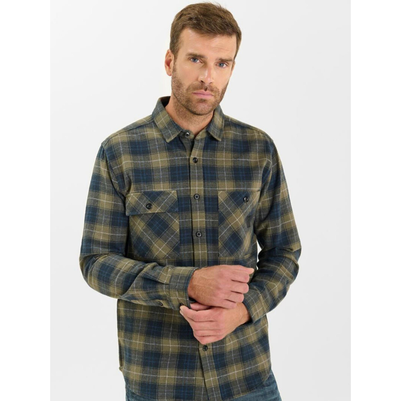 Chemises à carreaux ezir kaki homme - Le Temps Des Cerises