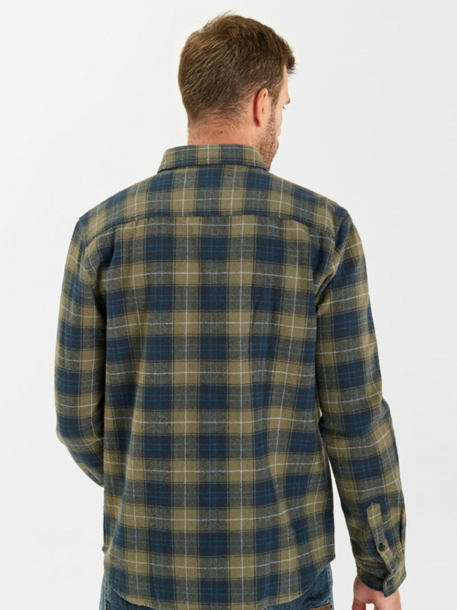 Chemises à carreaux ezir kaki homme - Le Temps Des Cerises