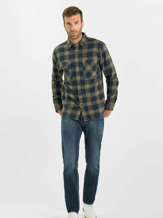 Chemises à carreaux ezir kaki homme - Le Temps Des Cerises