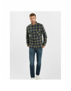 Chemises à carreaux ezir kaki homme - Le Temps Des Cerises