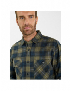 Chemises à carreaux ezir kaki homme - Le Temps Des Cerises