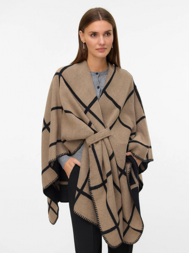 Ponchos à carreaux vmfiona marron femme - Vero Moda