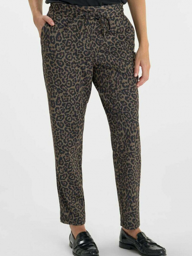Pantalon léopard marron femme - Le Temps Des Cerises
