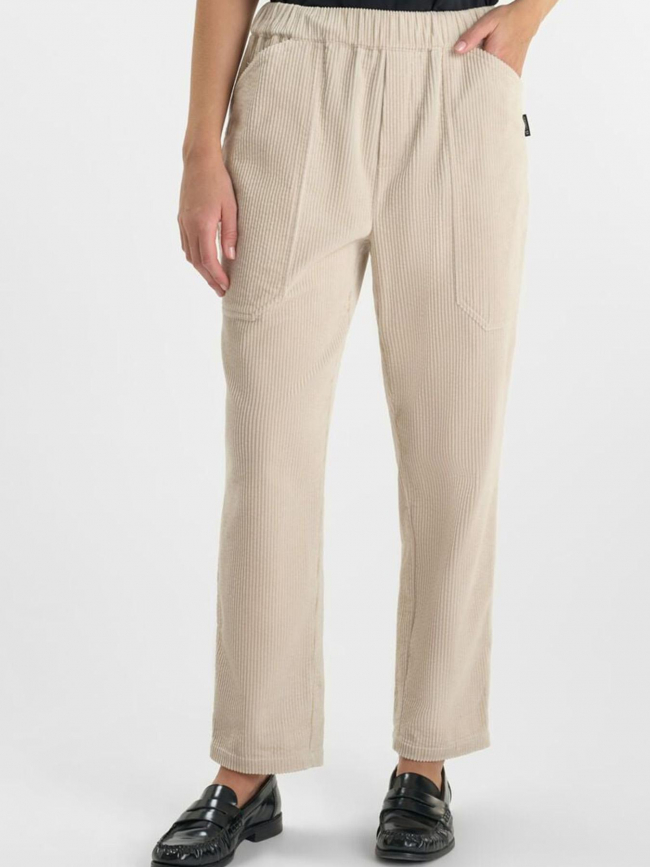 Pantalon droit velours côtelé beige femme - Le Temps Des Cerises
