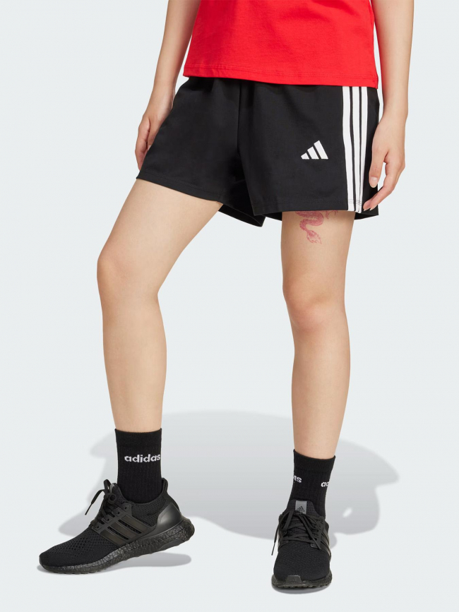 Short de sport 3 bandes noir et blanc femme - Adidas