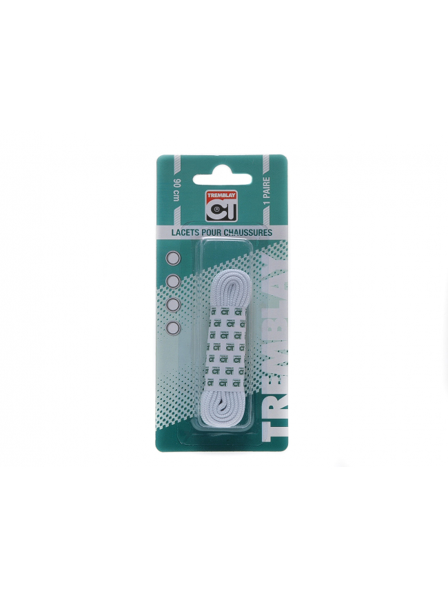 Paire de lacets plats 90 cm blanc - Tremblay