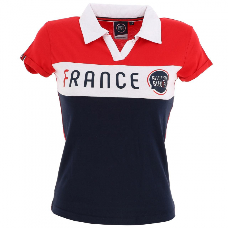 Polo france bleu marine/rouge femme - Allez Les Bleus