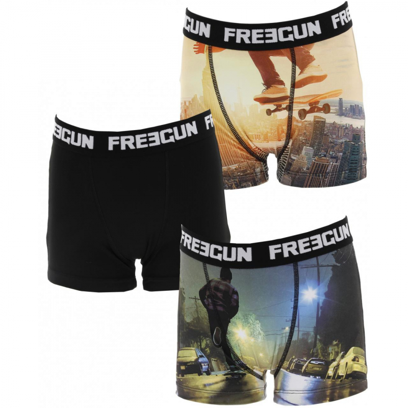 Pack 3 boxers skateboard multicolore garçon - Freegun