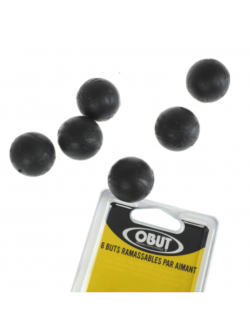 Pack 6 buts ramassables par aimant pétanque noir - Obut