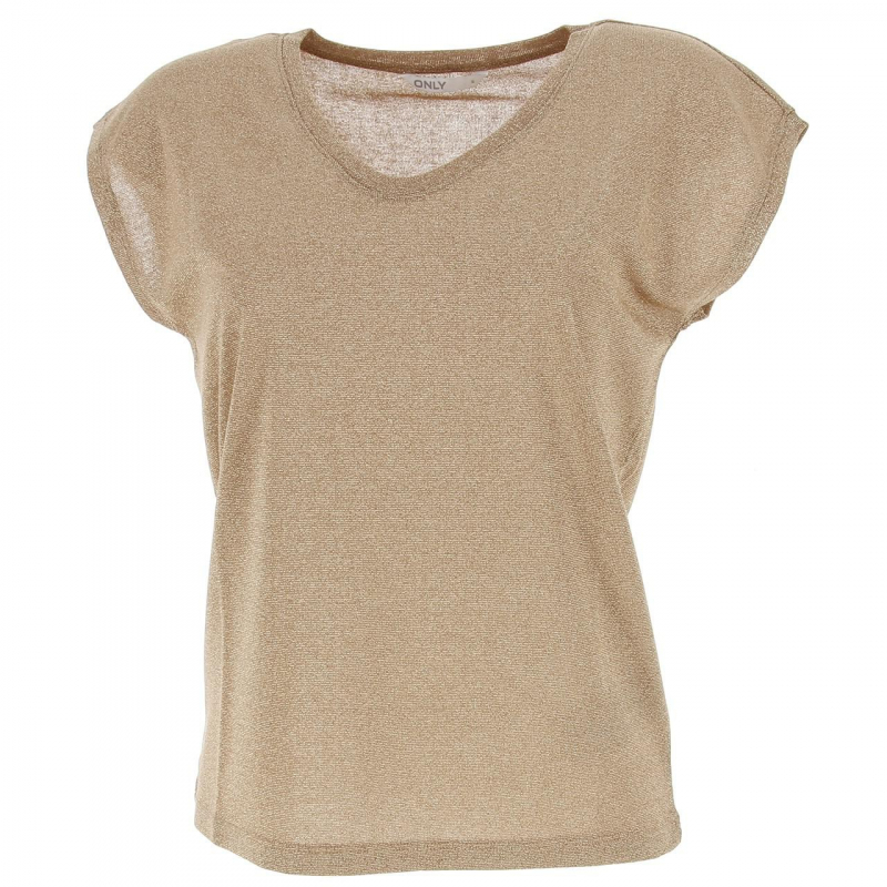 T-shirt top silvery paillettes marron femme - Only