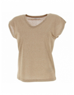 T-shirt top silvery paillettes marron femme - Only