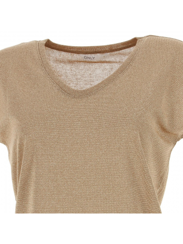 T-shirt top silvery paillettes marron femme - Only