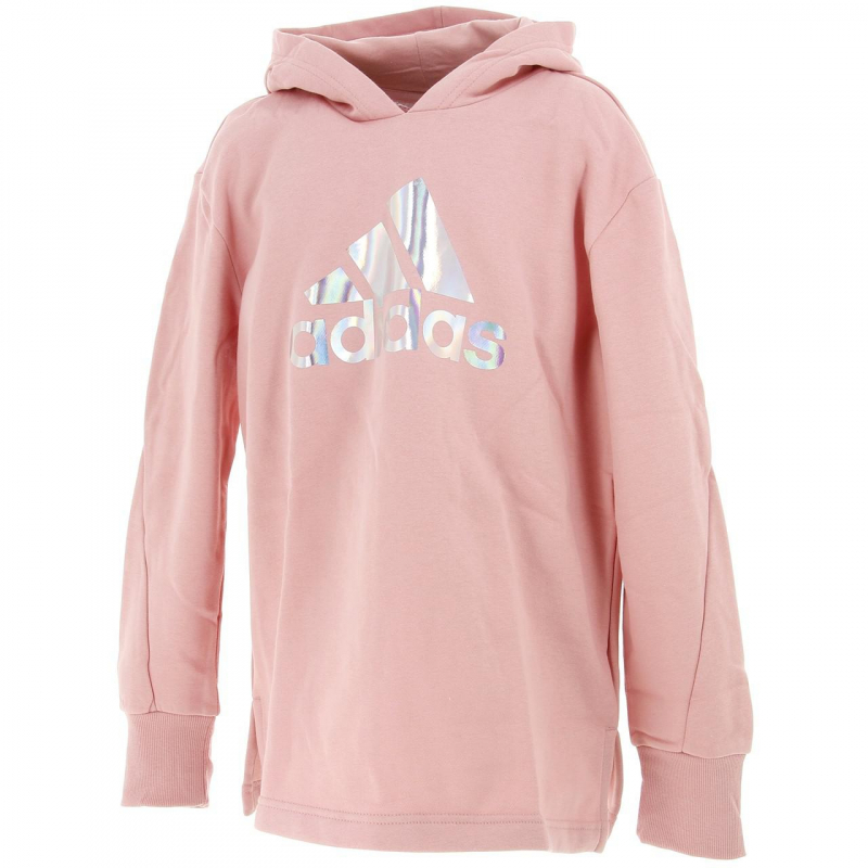 Sweat à capuche logo argenté rose fille - Adidas