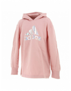 Sweat à capuche logo argenté rose fille - Adidas