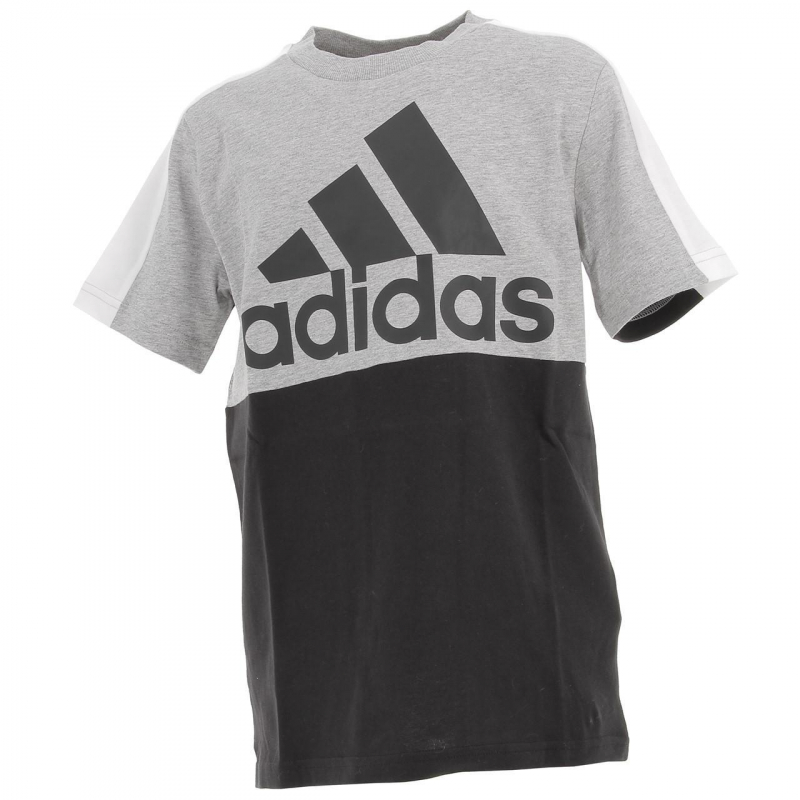 T-shirt sport 3 bandes gris garçon - Adidas