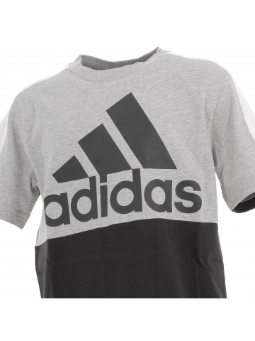 T-shirt sport 3 bandes gris garçon - Adidas