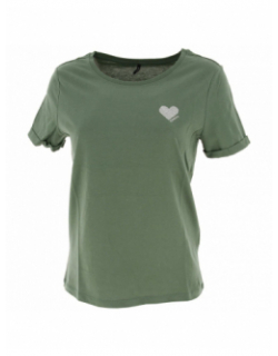 T-shirt kita life coeur vert kaki femme - Only