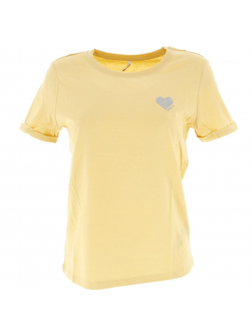 T-shirt kita life coeur jaune pâle femme - Only