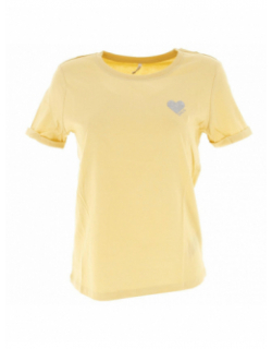 T-shirt kita life coeur jaune pâle femme - Only