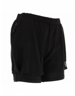 Short de running 2 en 1 malaha noir femme - Rukka