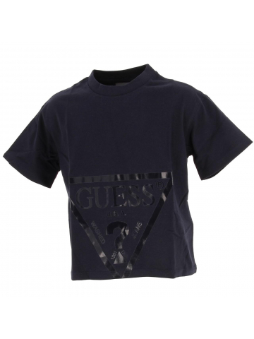 T-shirt crop bleu marine fille - Guess